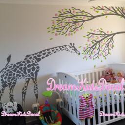 Tree With Giraffe Nursery Wall Decal, Kids Room Decor - thumbnail 3