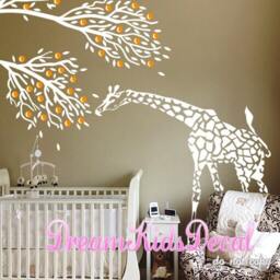 Tree With Giraffe Nursery Wall Decal, Kids Room Decor - thumbnail 2