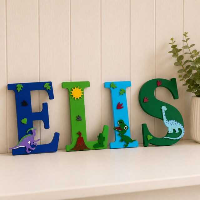 Personalised Dinosaur Name Sign - Kids Bedroom Wall Decor Nursery Plaque Custom Childrens Art Gift - image 1