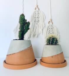 Handmade Concrete Pueblo Planter Modern Boho Decor