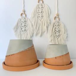 Handmade Concrete Pueblo Planter Modern Boho Decor - thumbnail 2