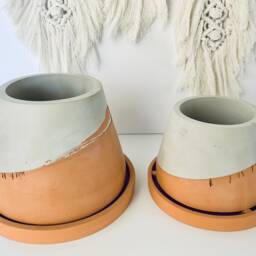 Handmade Concrete Pueblo Planter Modern Boho Decor - thumbnail 4