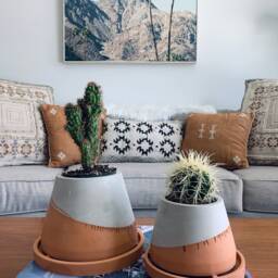 Handmade Concrete Pueblo Planter Modern Boho Decor - thumbnail 3