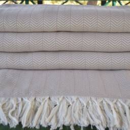 "Turkish Blanket, Beige Blanket, 79""x89" - thumbnail 3