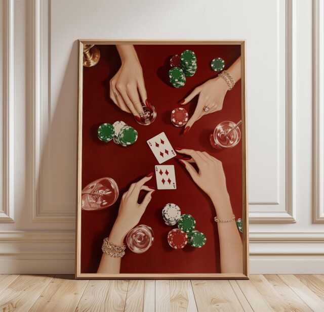 Casino Night Poster, Poker Table Wall Art, Card Game Print - image 1