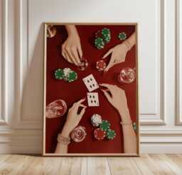 Casino Night Poster, Poker Table Wall Art, Card Game Print - thumbnail 1