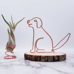 Personalized Wire Dog Sculpture, Retriever Art, Desk Decor - thumbnail 2