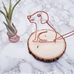 Personalized Wire Dog Sculpture, Retriever Art, Desk Decor - thumbnail 3