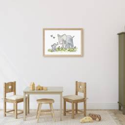 Elephant Nursery Art, Cute Mom & Baby, Children's Wall Kids Wall Art, Large Nursery Print, Lover - thumbnail 3