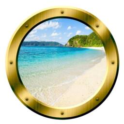 Peel & Stick Beach Scene 3D Ocean Porthole Surf Wall Art Decal Family Gold Portal Home Decor - Vwaq Gp20 - thumbnail 2