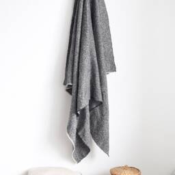 Linen Blend Fringed Bath Towel Large Lightweight Gym Towel - thumbnail 2