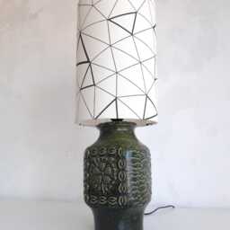 Unique Vintage West Germany Lamp With Handmade Lampshade Geometric Print - thumbnail 3