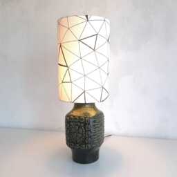 Unique Vintage West Germany Lamp With Handmade Lampshade Geometric Print - thumbnail 2