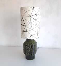 Unique Vintage West Germany Lamp With Handmade Lampshade Geometric Print - thumbnail 1