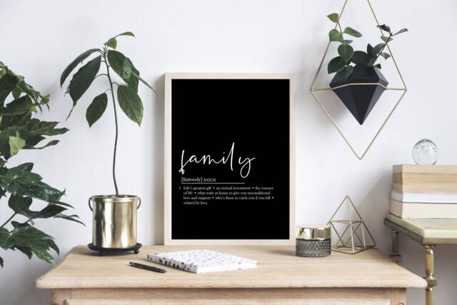 Family Definition Quote Print - Monochrome Printed Onto Thick 220Gsm Premium Finish Paper - A5, A4 & A3 Sizes Available - image 1