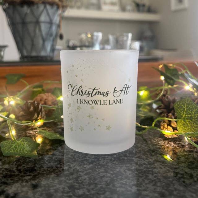 Christmas At Personalised Stary Candle Holder, Family Tea Light Holder - image 1