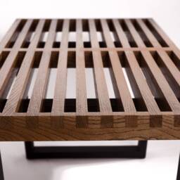 Handmade Mid-Century Modern Rustic Oiled Oak Slatted Bench Or Coffee Table - 57 - thumbnail 3
