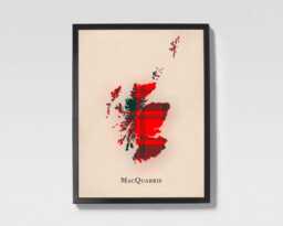 Clan Macquarrie Scottish Tartan Map - Of Scotland Family Wall Decor, Ready To Hang - thumbnail 1