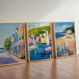 Set Of 3 Petoskey Michigan Posters, Vintage Travel Prints, Usa Coastal Wall Art, Lake Decor, Great Lakes Poster - thumbnail 3