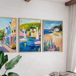 Set Of 3 Petoskey Michigan Posters, Vintage Travel Prints, Usa Coastal Wall Art, Lake Decor, Great Lakes Poster - thumbnail 2