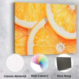 Soft Watercolour Orange Citrus Fruit Slice Pattern Canvas Wall Art Print Decor Picture Ready To Hang - thumbnail 2