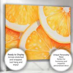 Soft Watercolour Orange Citrus Fruit Slice Pattern Canvas Wall Art Print Decor Picture Ready To Hang - thumbnail 3