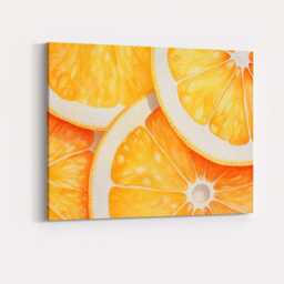 Soft Watercolour Orange Citrus Fruit Slice Pattern Canvas Wall Art Print Decor Picture Ready To Hang - thumbnail 4