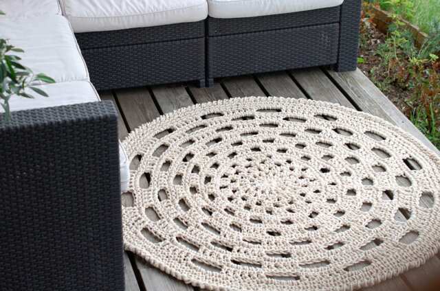 Crochet Carpet Big Round Rug - Boho Cotton Rope Crochet Rug Natural Oversized Doily - image 1