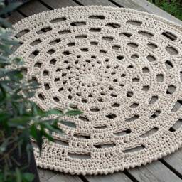 Crochet Carpet Big Round Rug - Boho Cotton Rope Crochet Rug Natural Oversized Doily - thumbnail 2