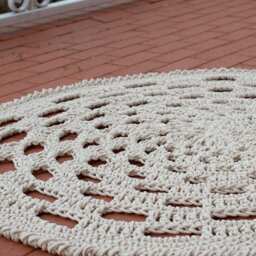 Crochet Carpet Big Round Rug - Boho Cotton Rope Crochet Rug Natural Oversized Doily - thumbnail 3