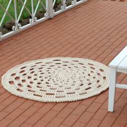 Crochet Carpet Big Round Rug - Boho Cotton Rope Crochet Rug Natural Oversized Doily - thumbnail 4