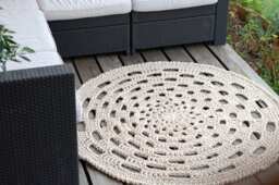 Crochet Carpet Big Round Rug - Boho Cotton Rope Crochet Rug Natural Oversized Doily - thumbnail 1