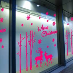 Merry Christmas Xmas Deer Display Snow Flakes Window & Wall Decals Stickers A296 - thumbnail 2