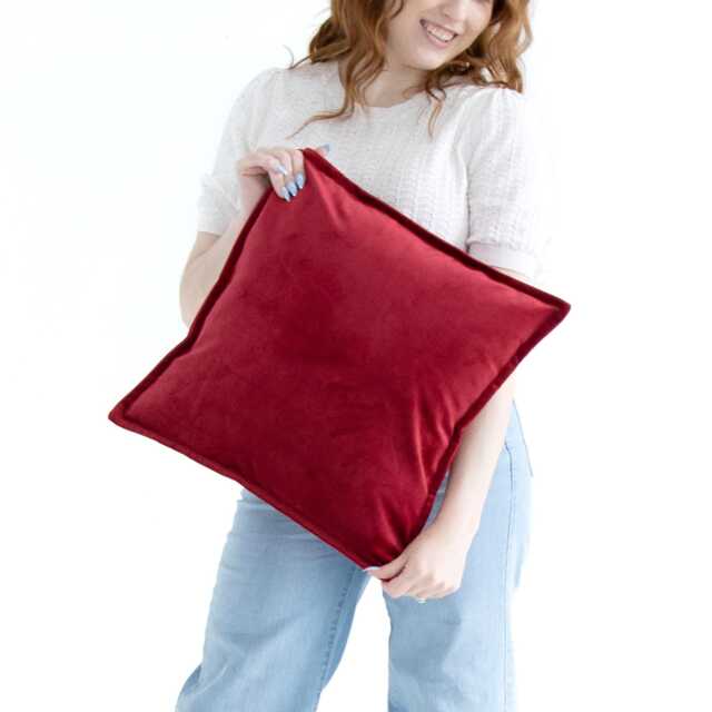 Rubine Red Luxury Velvet Cushion Cover With Flange Edging - image 1