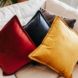 Rubine Red Luxury Velvet Cushion Cover With Flange Edging - thumbnail 2