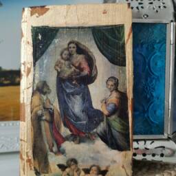 Sistine Madonna Wood Wall Art Raphael Renaissance Painting With Gold - thumbnail 2