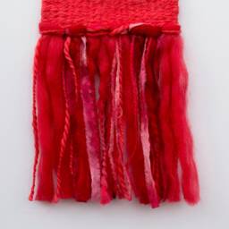Mini Watermelon Woven Wall Hanging, Weaving, Tapestry, Red, Fruit, Needle Felting, Small, Nursery Decor, Boho, Modern, Wool, Textile, Fiber - thumbnail 3