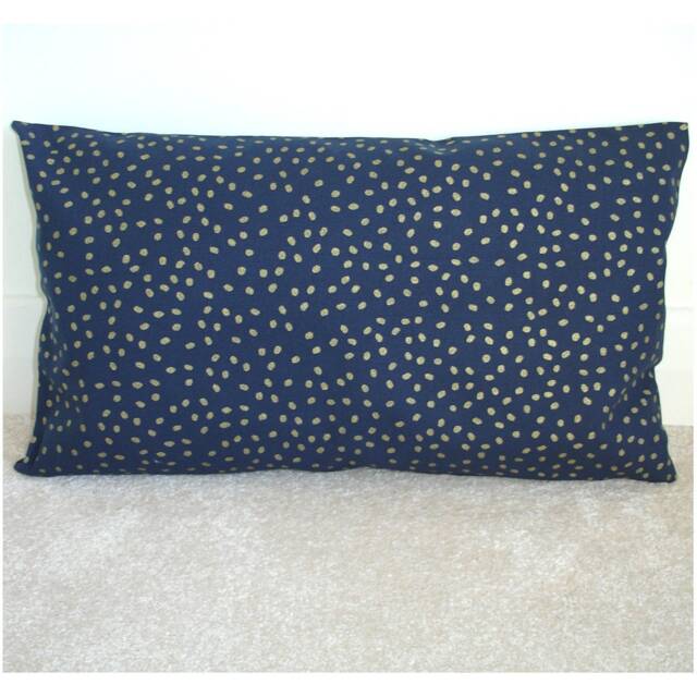 Navy Blue & Gold Oblong Cushion Cover Pillow Sham Rectangle Bolster Dark With Specks Case Pillowcase 12x16 12x20 16x24 Zip - image 1