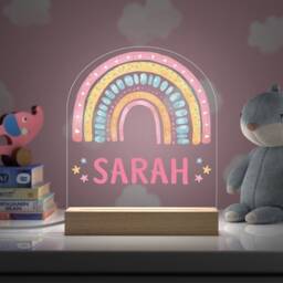 Personalised Rainbow Night Light - Girls Lamp Bedroom Nursery 1st Birthday Gift - thumbnail 1