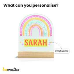 Personalised Rainbow Night Light - Girls Lamp Bedroom Nursery 1st Birthday Gift - thumbnail 3