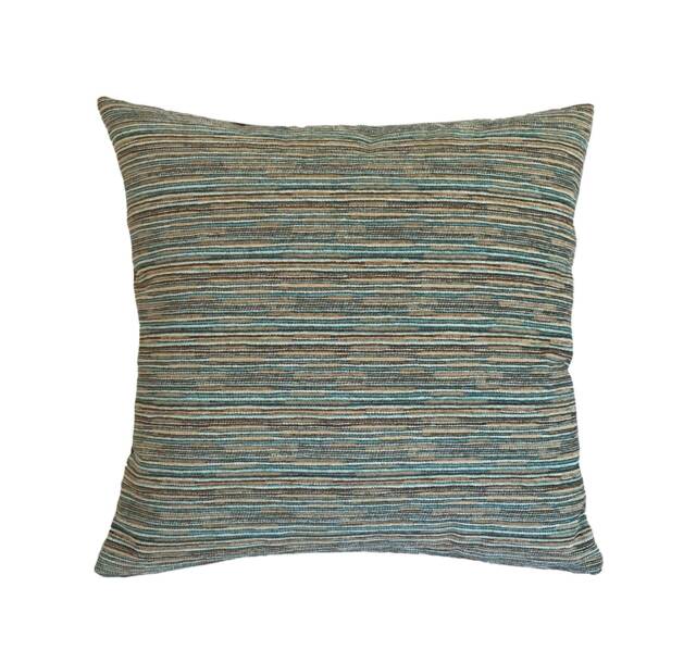 Turquoise Brown Mediterranean Stripe Decorative Throw Pillow Cover 18x18 - image 1