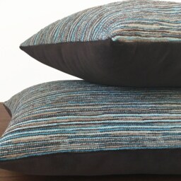 Turquoise Brown Mediterranean Stripe Decorative Throw Pillow Cover 18x18 - thumbnail 4