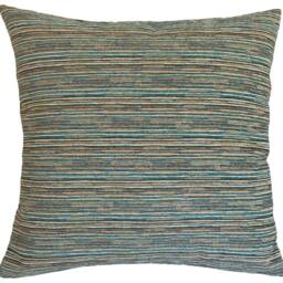 Turquoise Brown Mediterranean Stripe Decorative Throw Pillow Cover 18x18 - thumbnail 2
