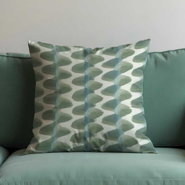Green Leaf Stripe Cushion Cover, Modern Botanical Throw Pillowcase, Scandinavian Sofa Case, Minimal Home Decor - image 1