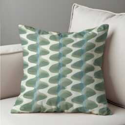 Green Leaf Stripe Cushion Cover, Modern Botanical Throw Pillowcase, Scandinavian Sofa Case, Minimal Home Decor - thumbnail 4