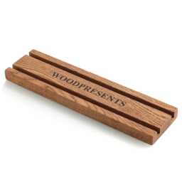 Custom Engraved Oak Multiple Business Card Holder Wooden Desk Organizer, Office Gift - thumbnail 2