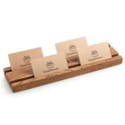 Custom Engraved Oak Multiple Business Card Holder Wooden Desk Organizer, Office Gift - thumbnail 3