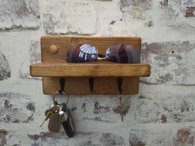 Handmade Rustic Key Rack With Middle Shelf - Choice Of Size & Colour - image 1