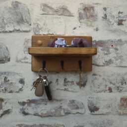 Handmade Rustic Key Rack With Middle Shelf - Choice Of Size & Colour - thumbnail 2