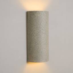 Handmade Ceramic Cylinder Textured Wall Sconce Ambient Up Down Light - thumbnail 3
